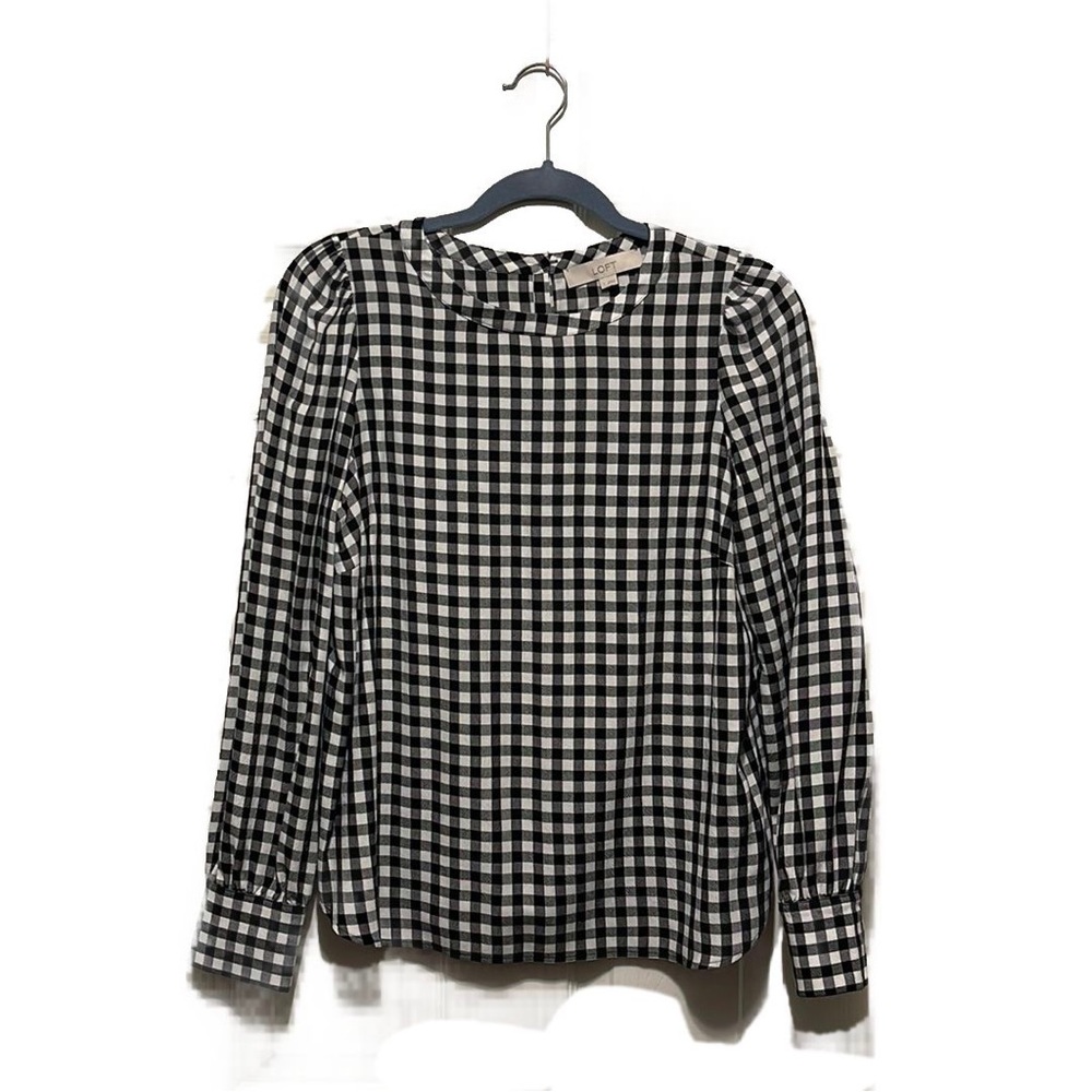 LOFT long sleeved gingham blouse size S
